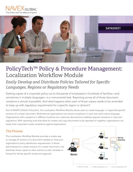 Policytech® Policy And Procedure Management Localization Workflow Module Navex Uk 9824